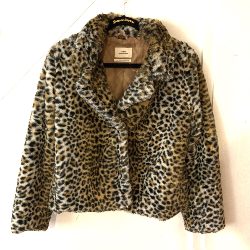 Urban Outfitters Faux Leopard Cropped Jacket, S